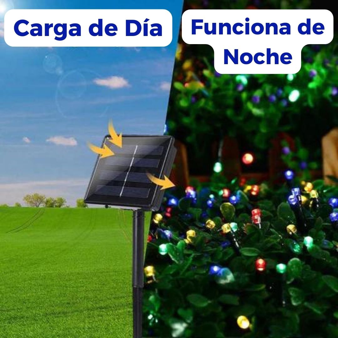 LUCES NAVIDEÑAS CON PANEL SOLAR DE 27 METROS | ENVIO GRATIS TODO PERU